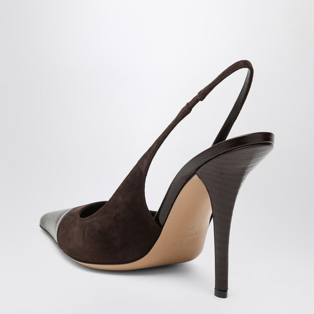 Paris Texas Brown Suede And Leather Slingback