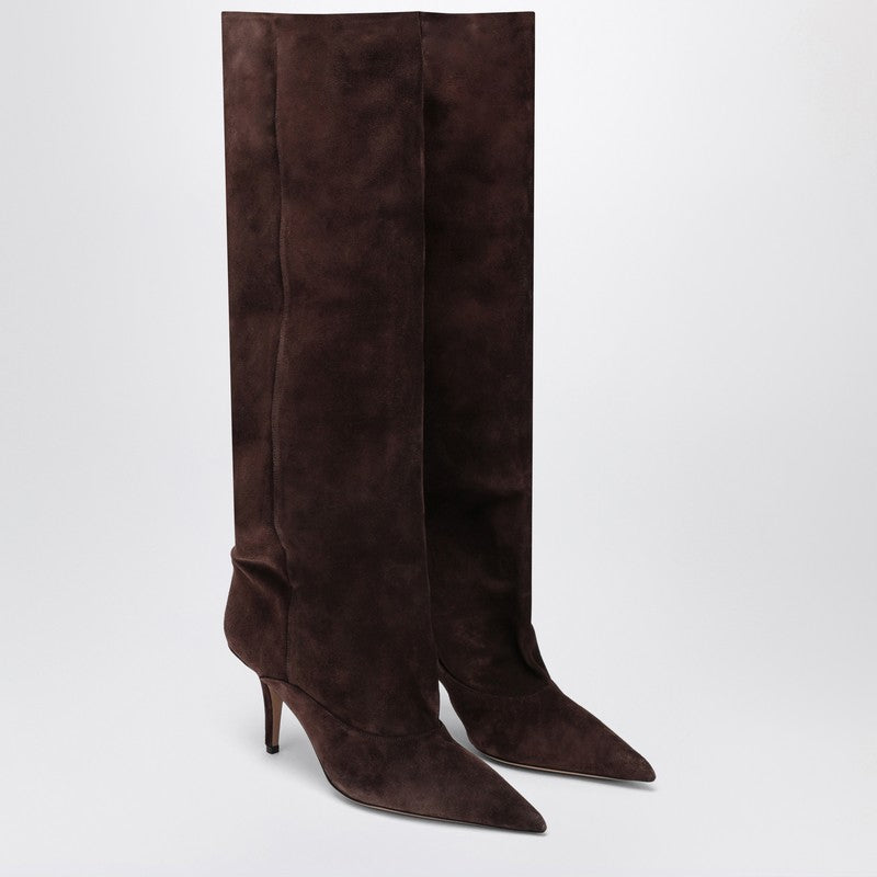 Paris Texas Tall Boots In Chocolate-coloured Suede