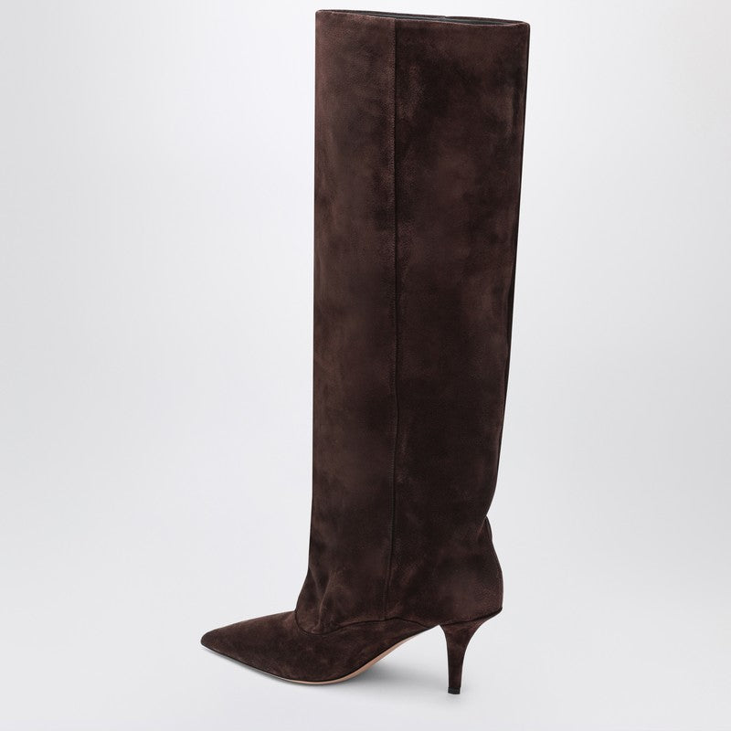 Paris Texas Tall Boots In Chocolate-coloured Suede