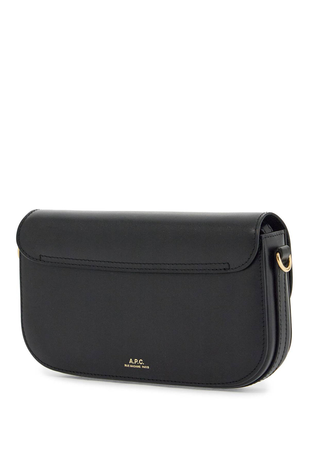 A.P.C. Grace Black Leather Clutch With Shoulder Strap And Gold Chain