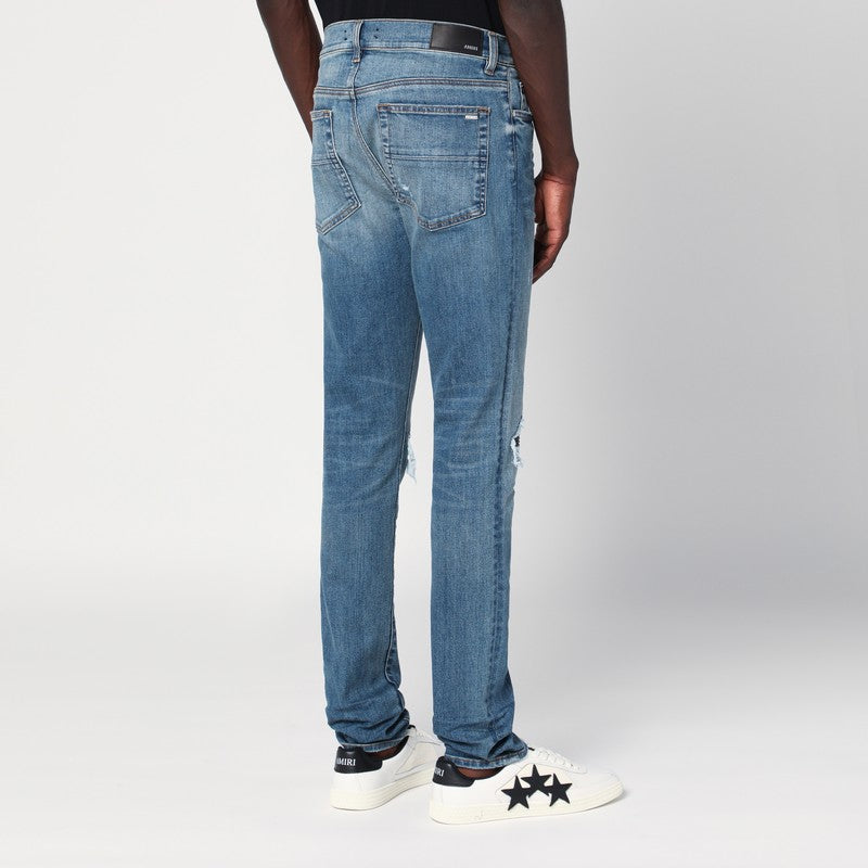 AMIRI Blue Skinny Jeans With Rips