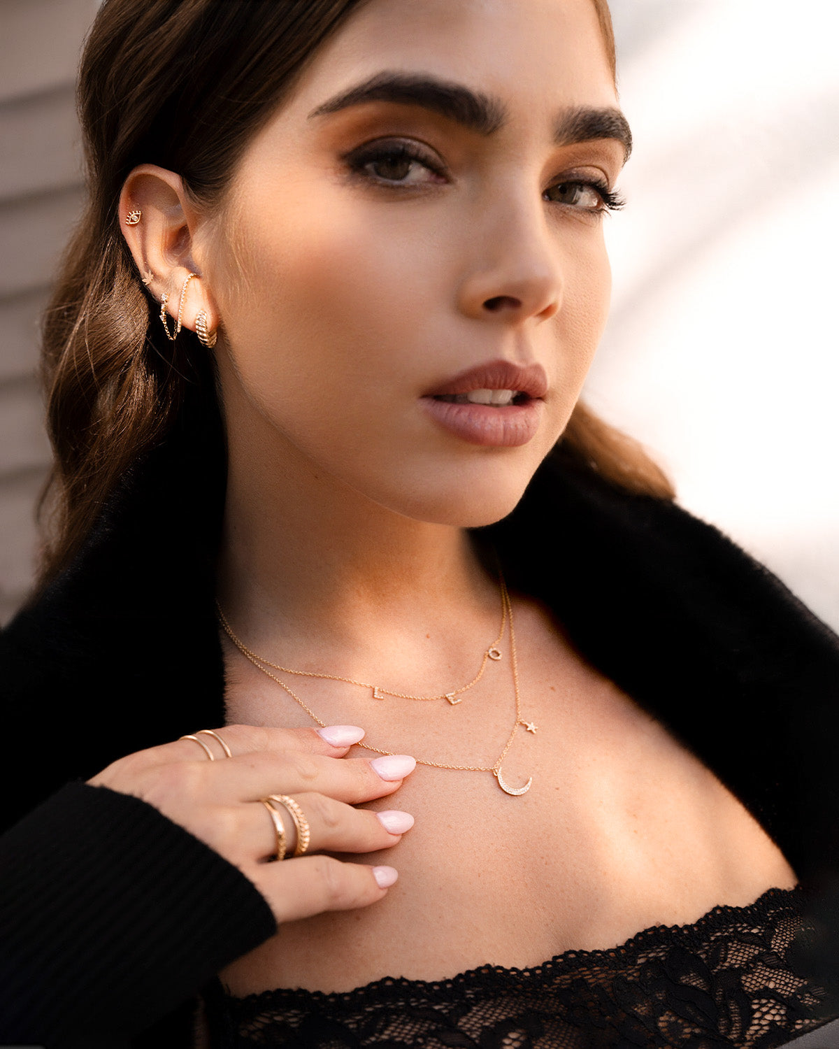 Zoe Lev Pave Diamond Moon And Star Necklace