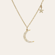 Zoe Lev Pave Diamond Moon And Star Necklace