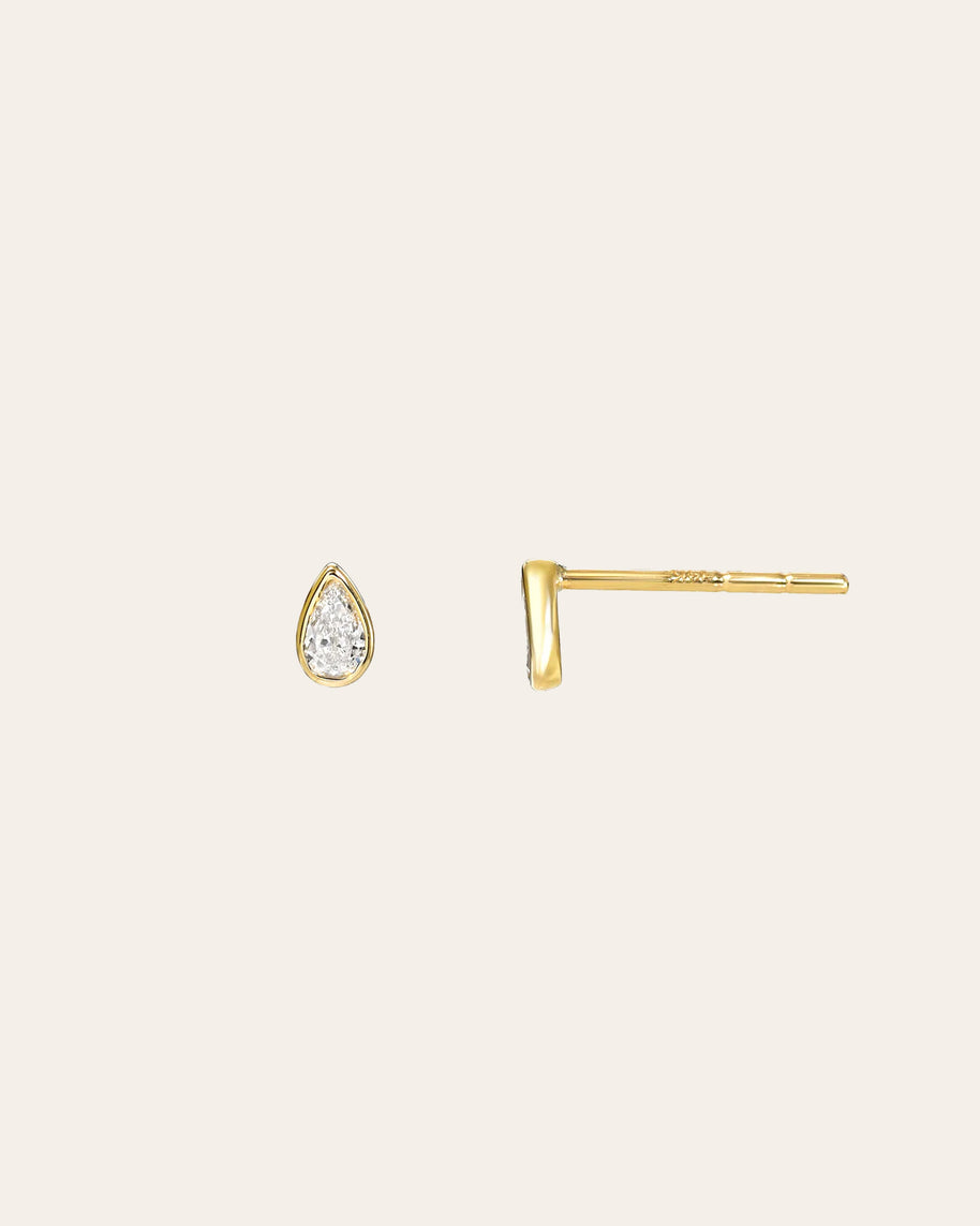 Zoe Lev Pear Bezel Diamond Stud Earrings