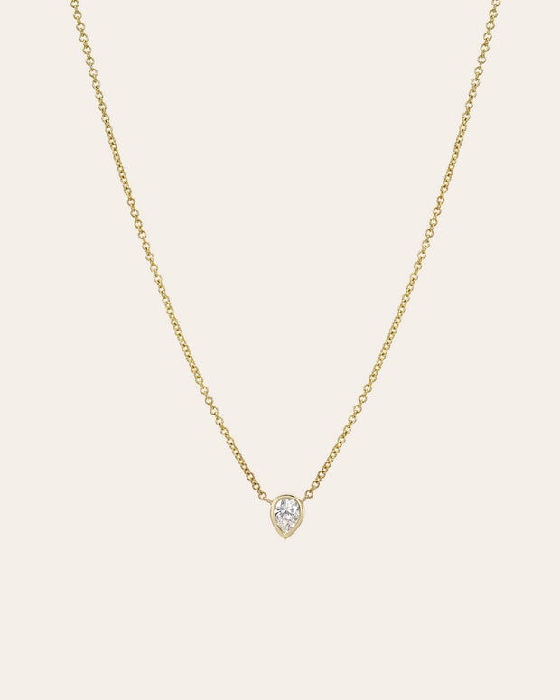 Zoe Lev Pear Diamond Bezel Necklace