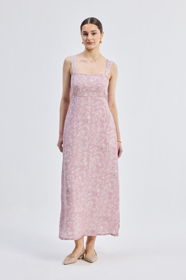 Perfect Floral Maxi With Tapered Straps In Pink