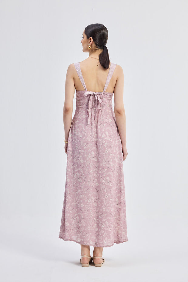 Perfect Floral Maxi With Tapered Straps In Pink