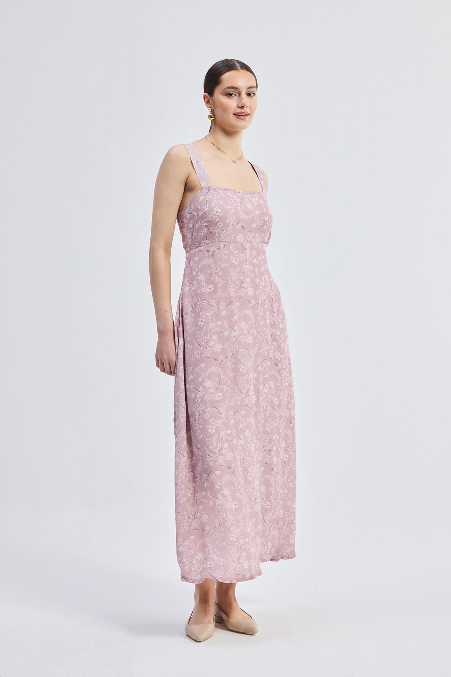 Reistor Perfect Floral Maxi with Tapered Straps in Pink