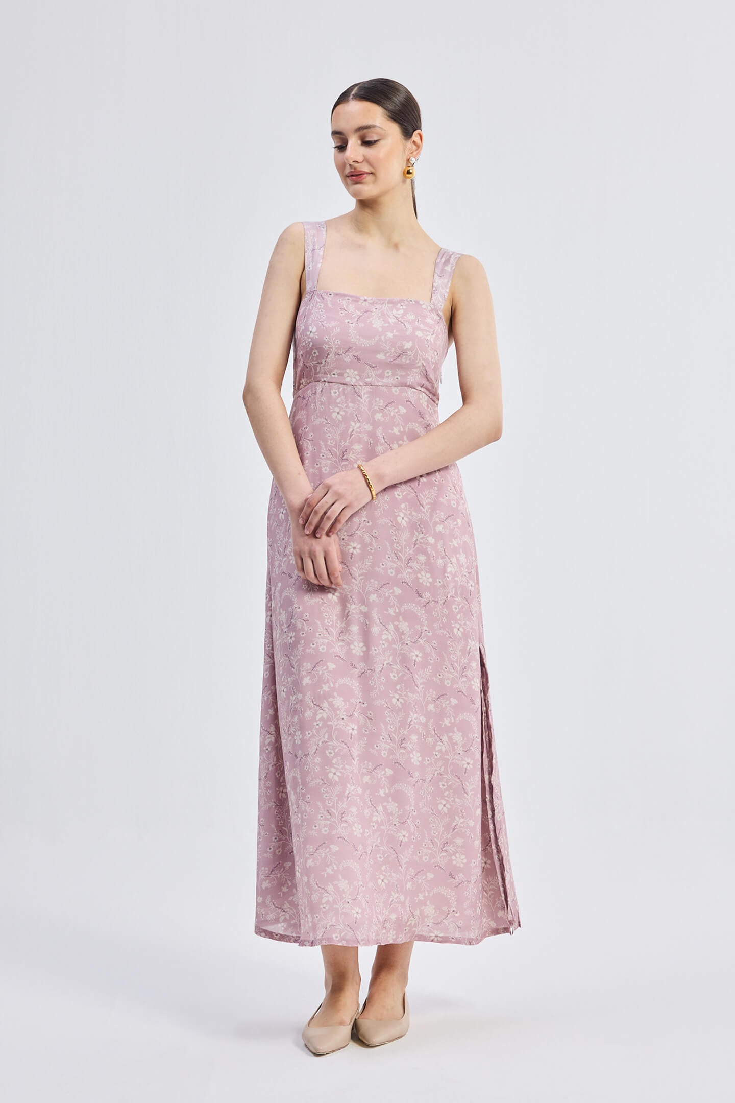 Reistor Perfect Floral Maxi with Tapered Straps in Pink
