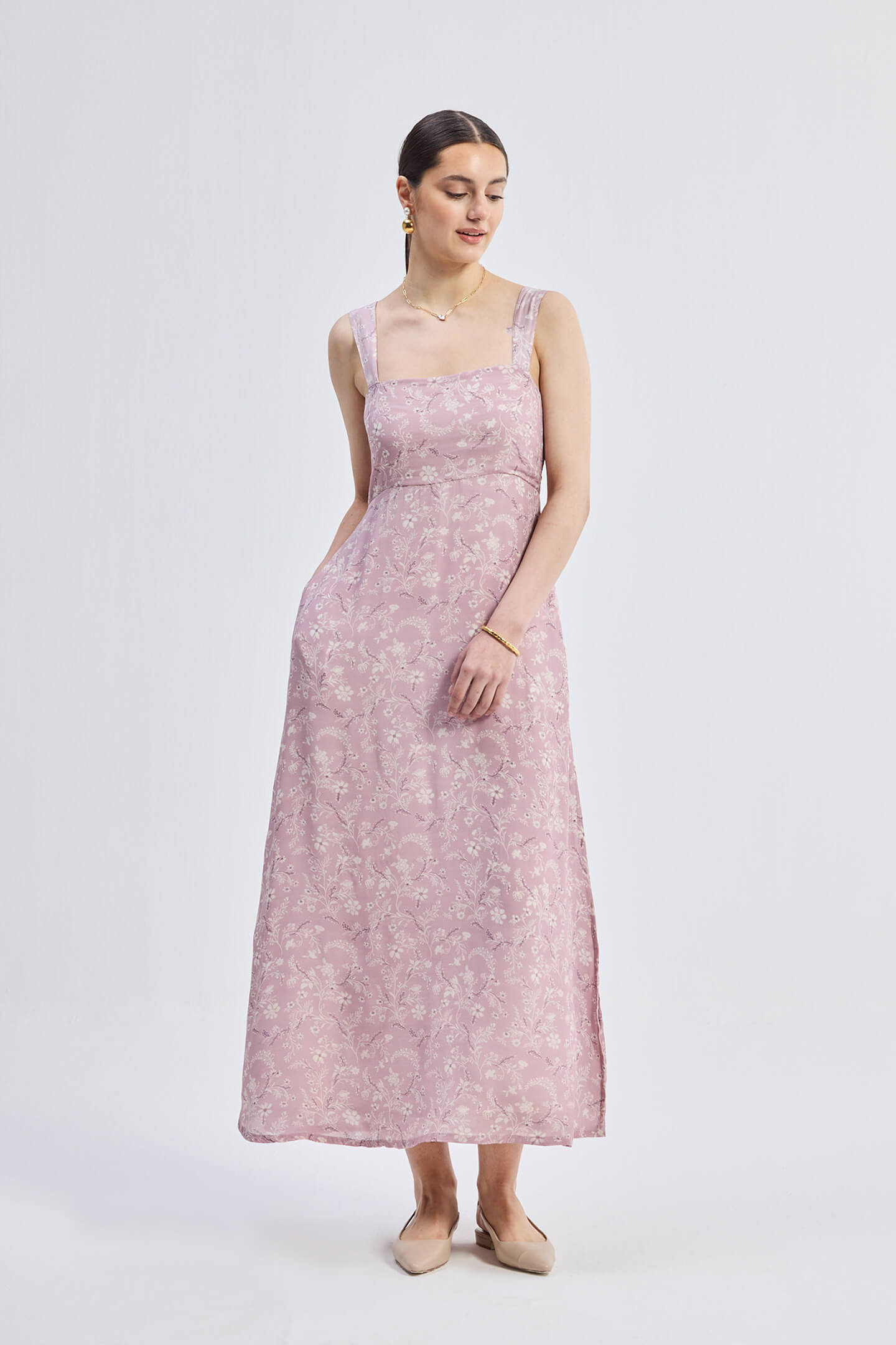 Reistor Perfect Floral Maxi with Tapered Straps in Pink