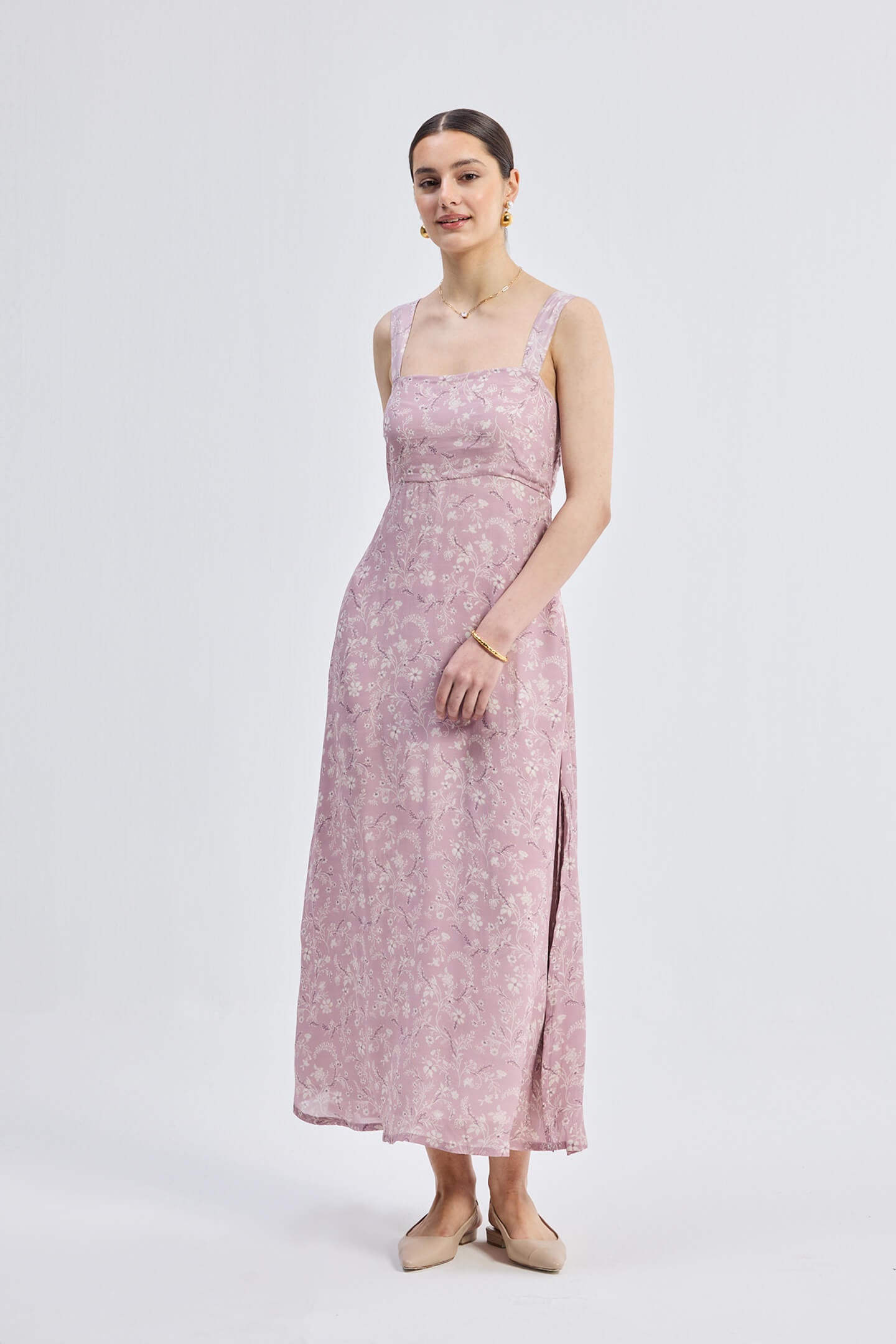 Reistor Perfect Floral Maxi with Tapered Straps in Pink