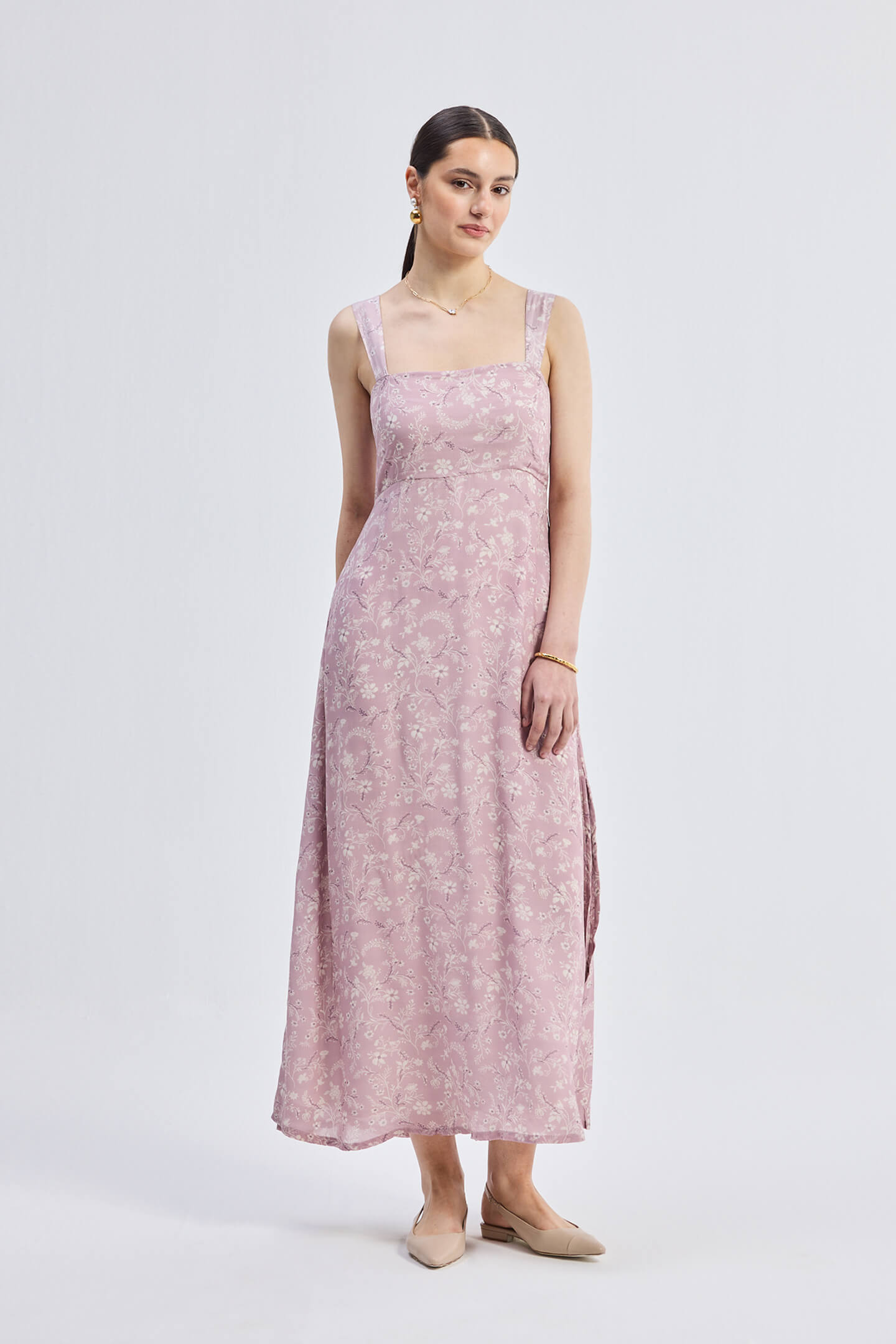 Reistor Perfect Floral Maxi with Tapered Straps in Pink