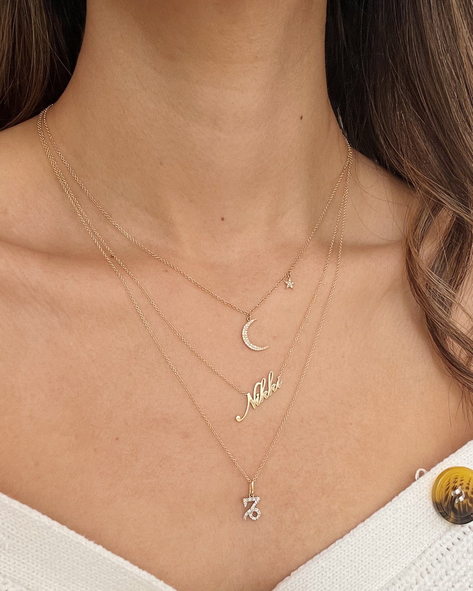 Zoe Lev Pave Diamond Moon And Star Necklace