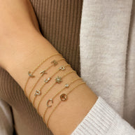 Zoe Lev 14k Gold Tiny Flower Bracelet With Diamond