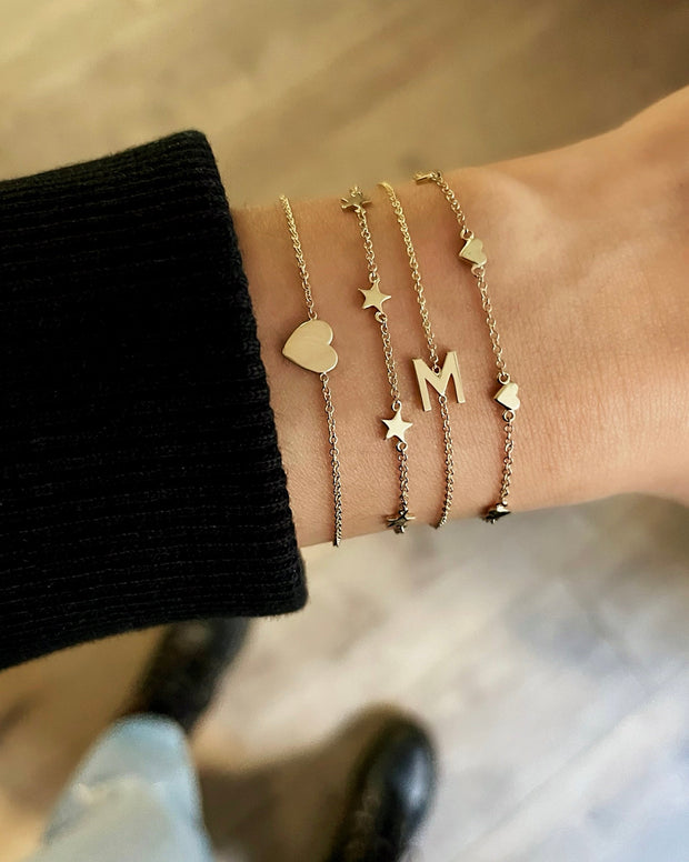 Zoe Lev 14k Gold Hearts Charm Bracelet