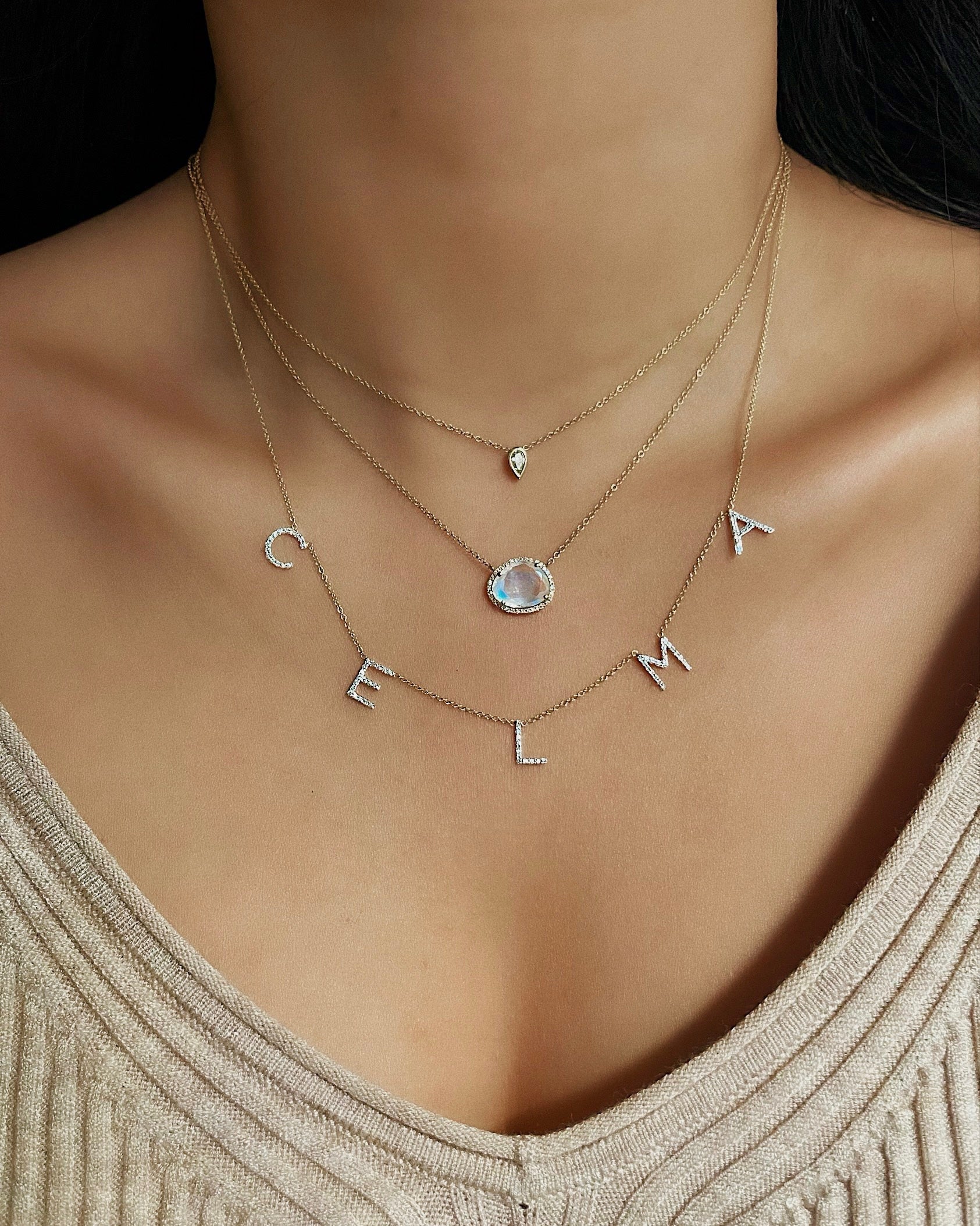 Zoe Lev Diamond Moonstone Necklace