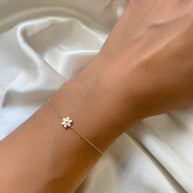 Zoe Lev 14k Gold Tiny Flower Bracelet With Diamond