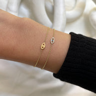 Zoe Lev 14k Gold Tiny Evil Eye With Diamonds Bracelet