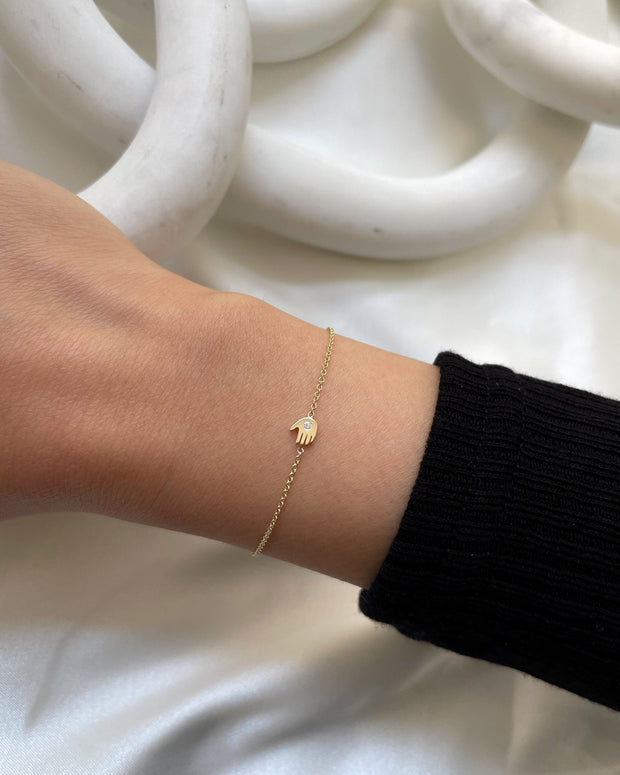 Zoe Lev 14k Gold Tiny Hamsa Bracelet With Diamond