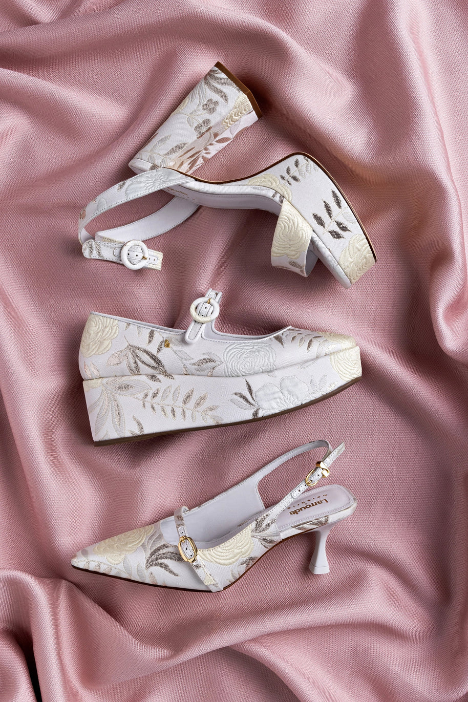 Larroudé X Markarian Ines Pump In Yvette Ivory Brocade