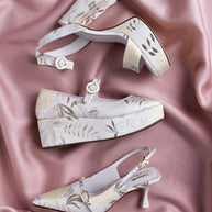Larroudé X Markarian Ines Pump In Yvette Ivory Brocade