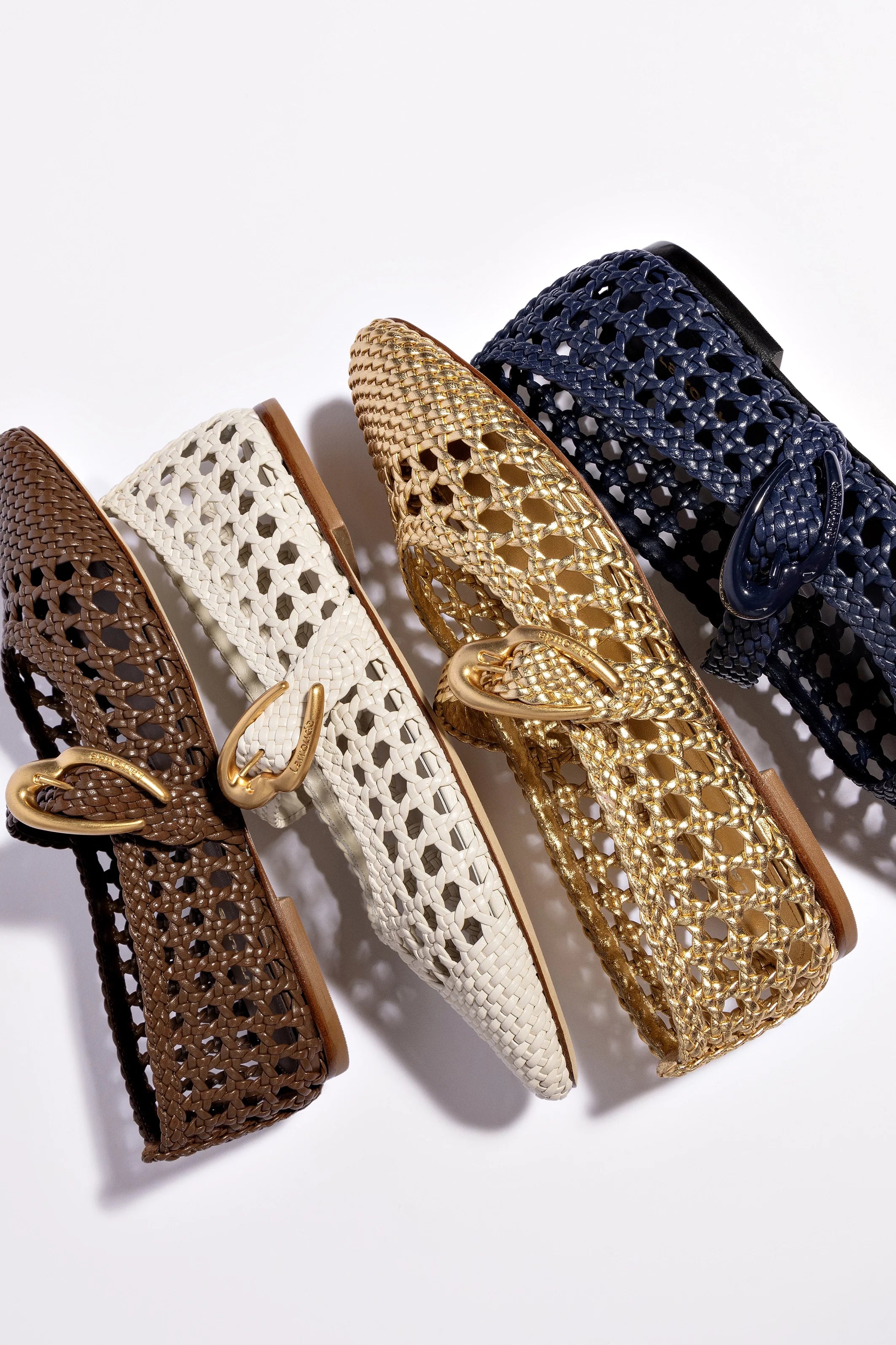 Larroude Verona Macrame Ballet Flat In Ivory Leather