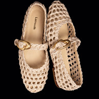 Larroude Verona Macrame In Beige Embroidered Raffia