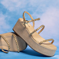 Larroude Gio Milanina Flatform Sandal In Beige Raffia