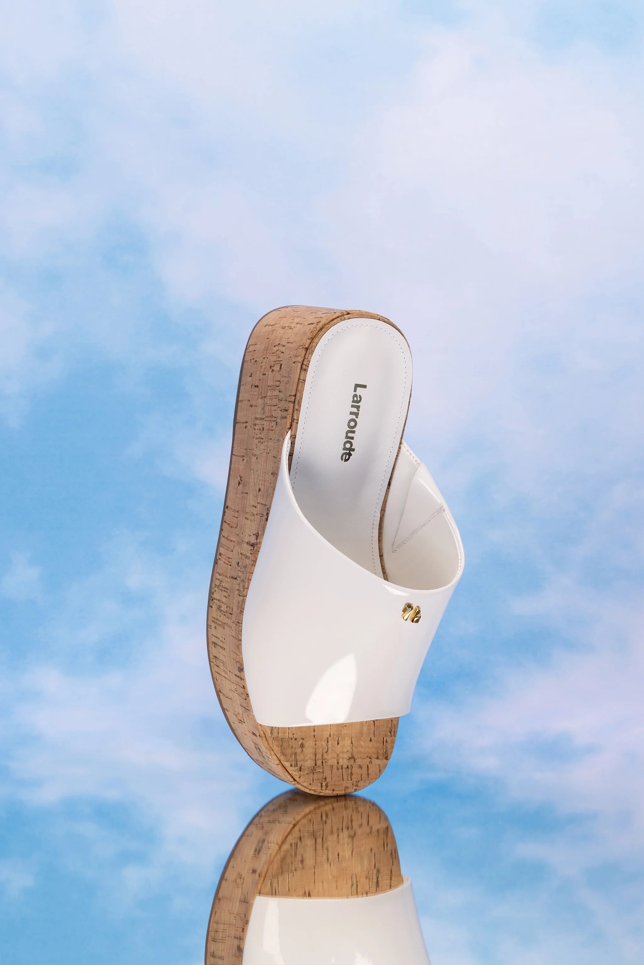 Larroude Charli Mule In White Patent Leather