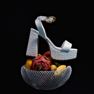 Larroude Dolly Verona Sandal In White Leather and White Raffia