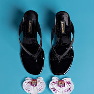 Larroude Gaia Wedge Sandal In Black Leather