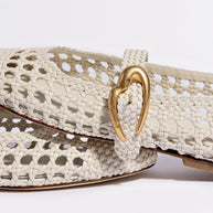 Larroude Verona Macrame Ballet Flat In Ivory Leather