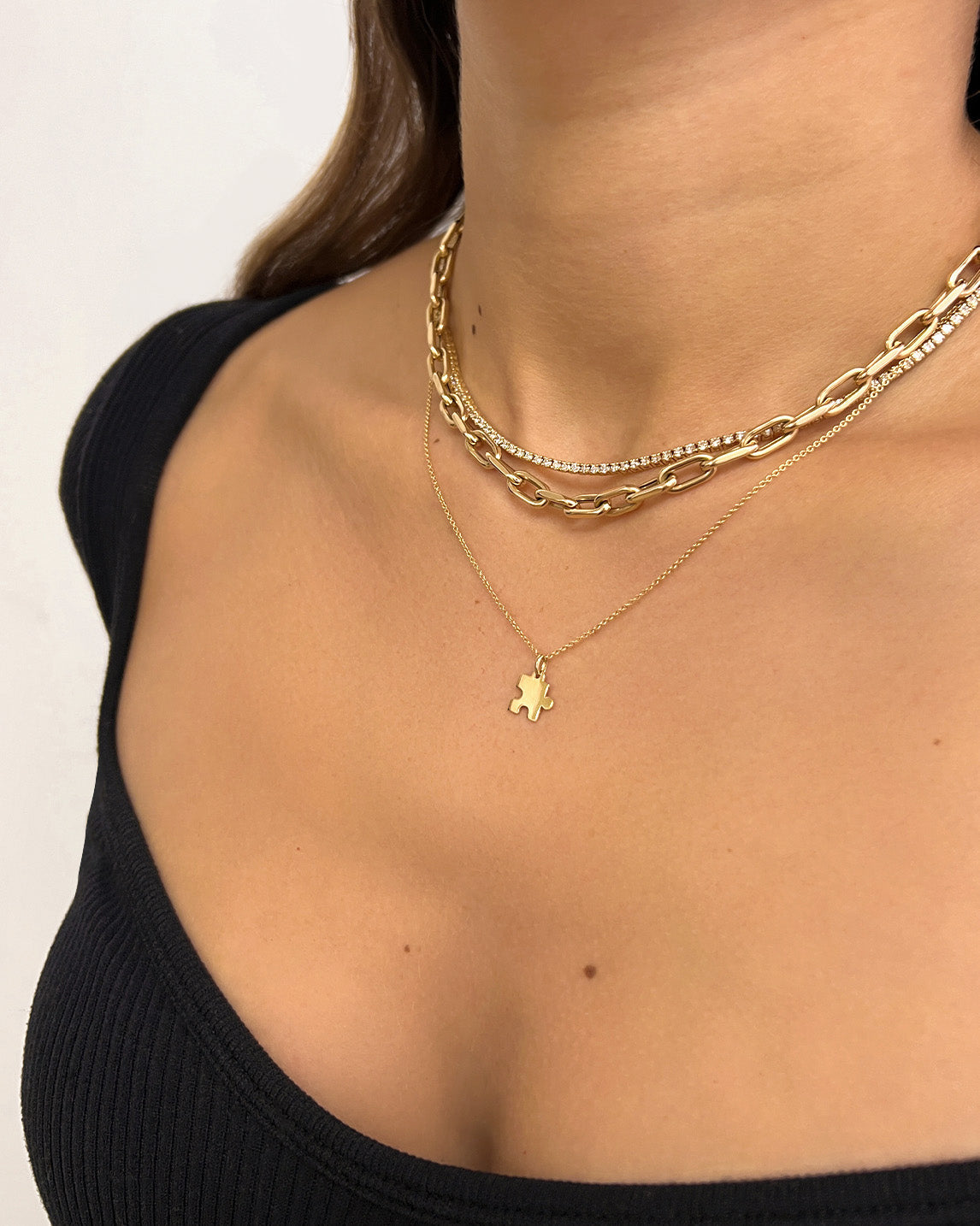 Zoe Lev 14K Gold Puzzle Piece Necklace