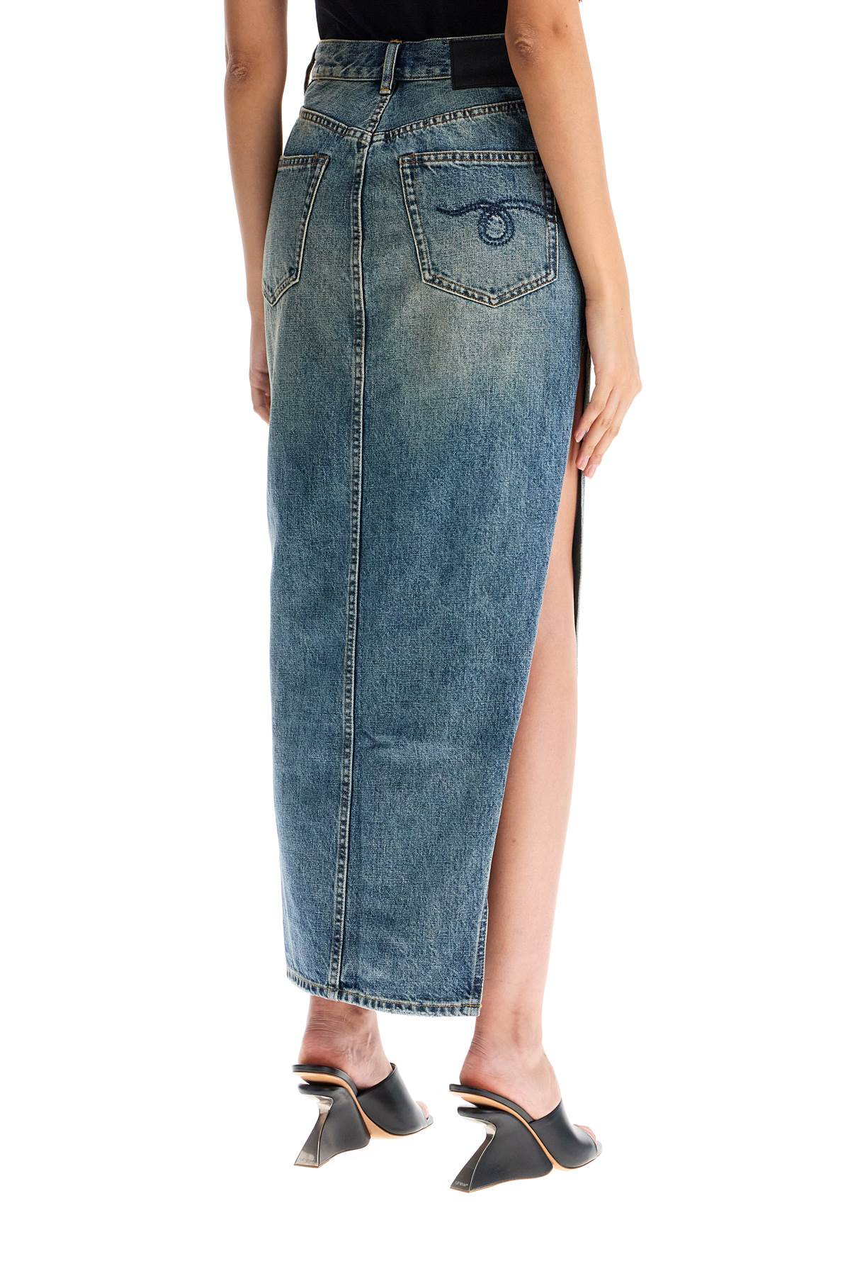 R13 Denim Devonshire Skirt With Side Slit