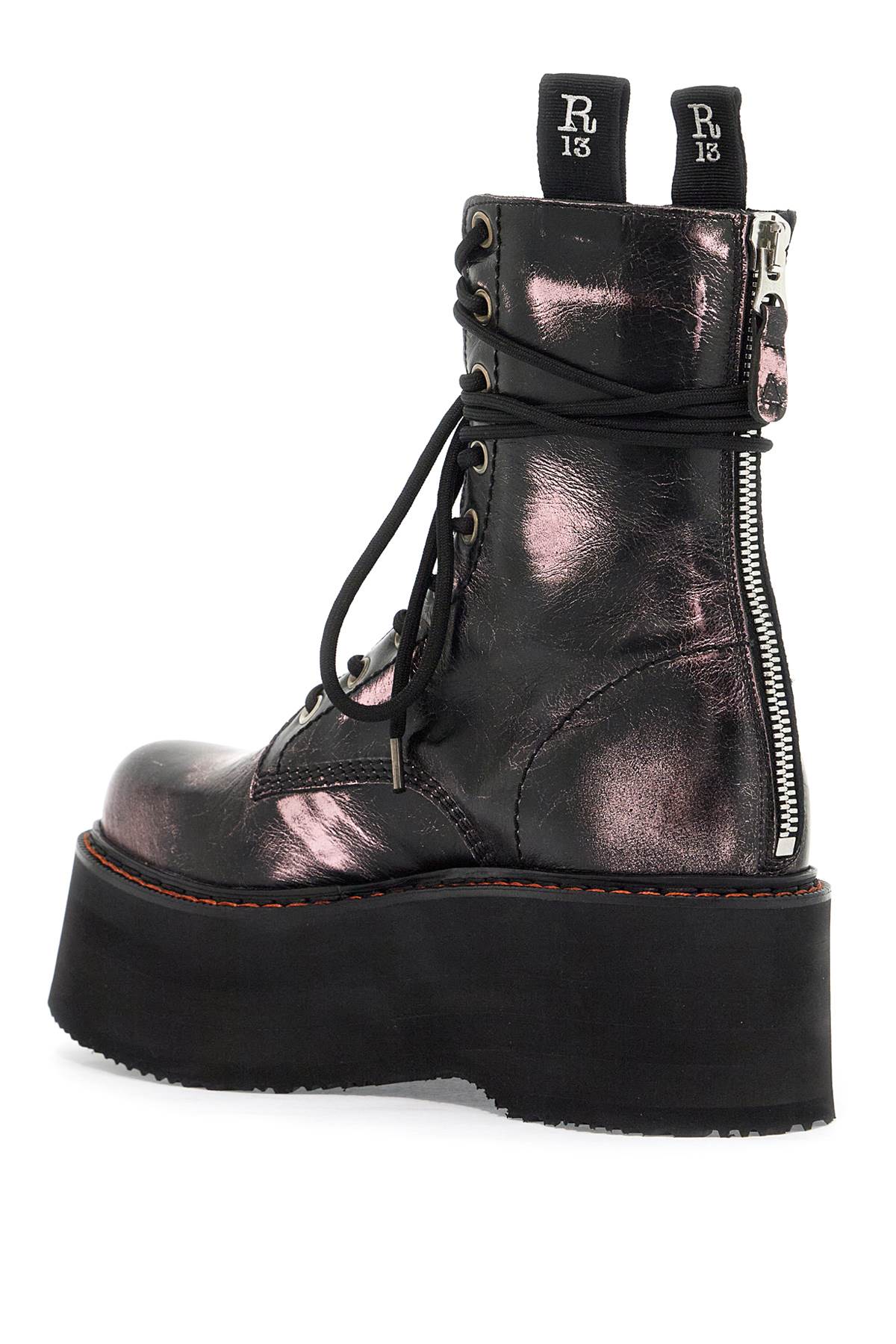 R13 Double Stack Laminated Leather Ankle Boots