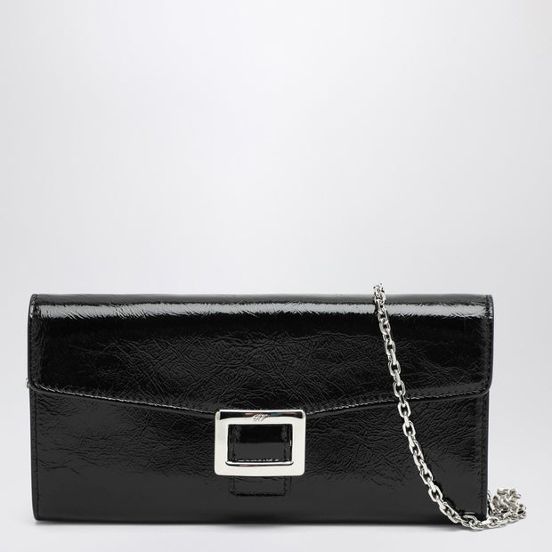 ROGER VIVIER Belle Vivier Black Patent Leather Wallet With Chain