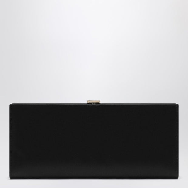 ROGER VIVIER Pilgrim Clutch In Black Satin With Jeweled Buckle