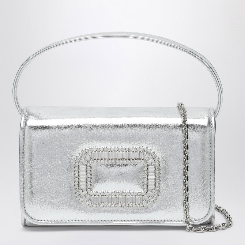 ROGER VIVIER Silver Leather Micro Pilgrim Bag