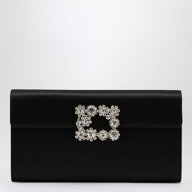 ROGER VIVIER Black Satin Clutch Bag With Buckle