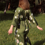 Ulivary Floral Olive Kimono Robe