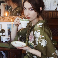 Ulivary Floral Olive Kimono Robe