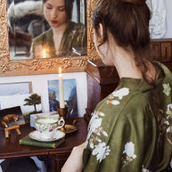 Ulivary Floral Olive Kimono Robe