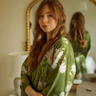 Ulivary Floral Olive Kimono Robe