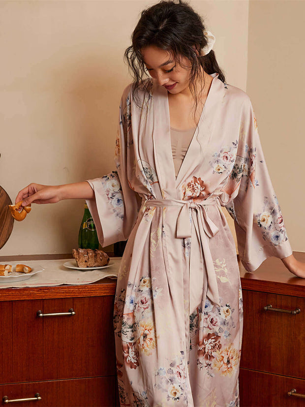 Ulivary Folding Fan Kimono Robe