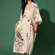 Peacock Beige Kimono Robe