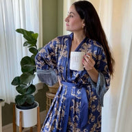 Ulivary Tassels Blue Kimono Robe