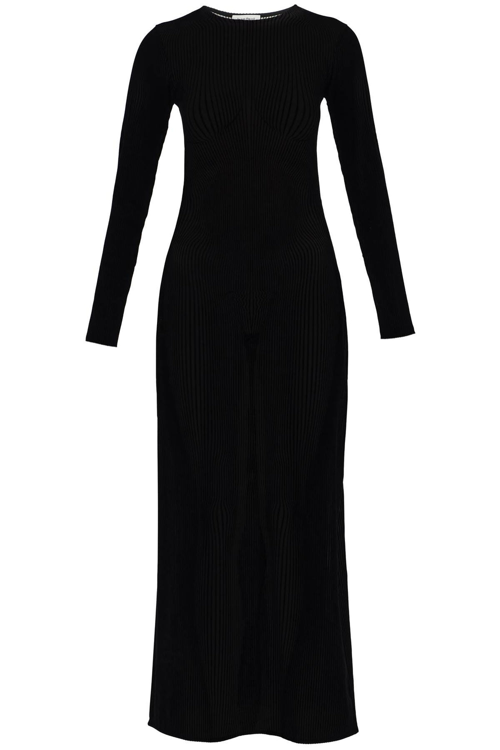 JEAN PAUL GAULTIER Mesh Morphing Pinstripe Flocked Long Dress