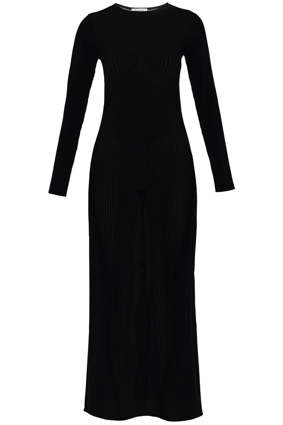 JEAN PAUL GAULTIER Mesh Morphing Pinstripe Flocked Long Dress