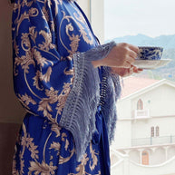 Ulivary Tassels Blue Kimono Robe