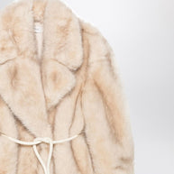 Sportmax Beige Faux Fur Coat With Belt